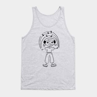 Girl listens to rainbow music Tank Top